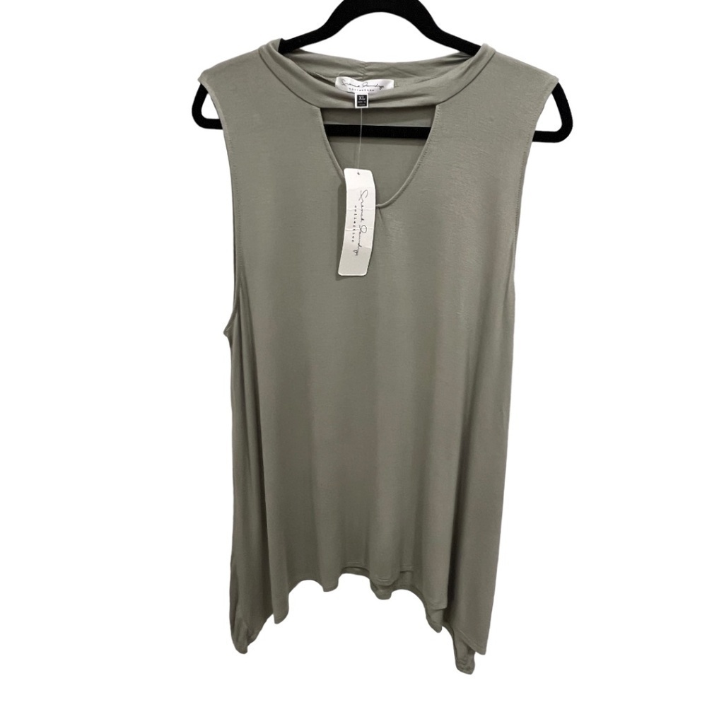 𝅺french Laundry Olive Green Sleeveless Stretch Knit Women's Top NWT Size XL
